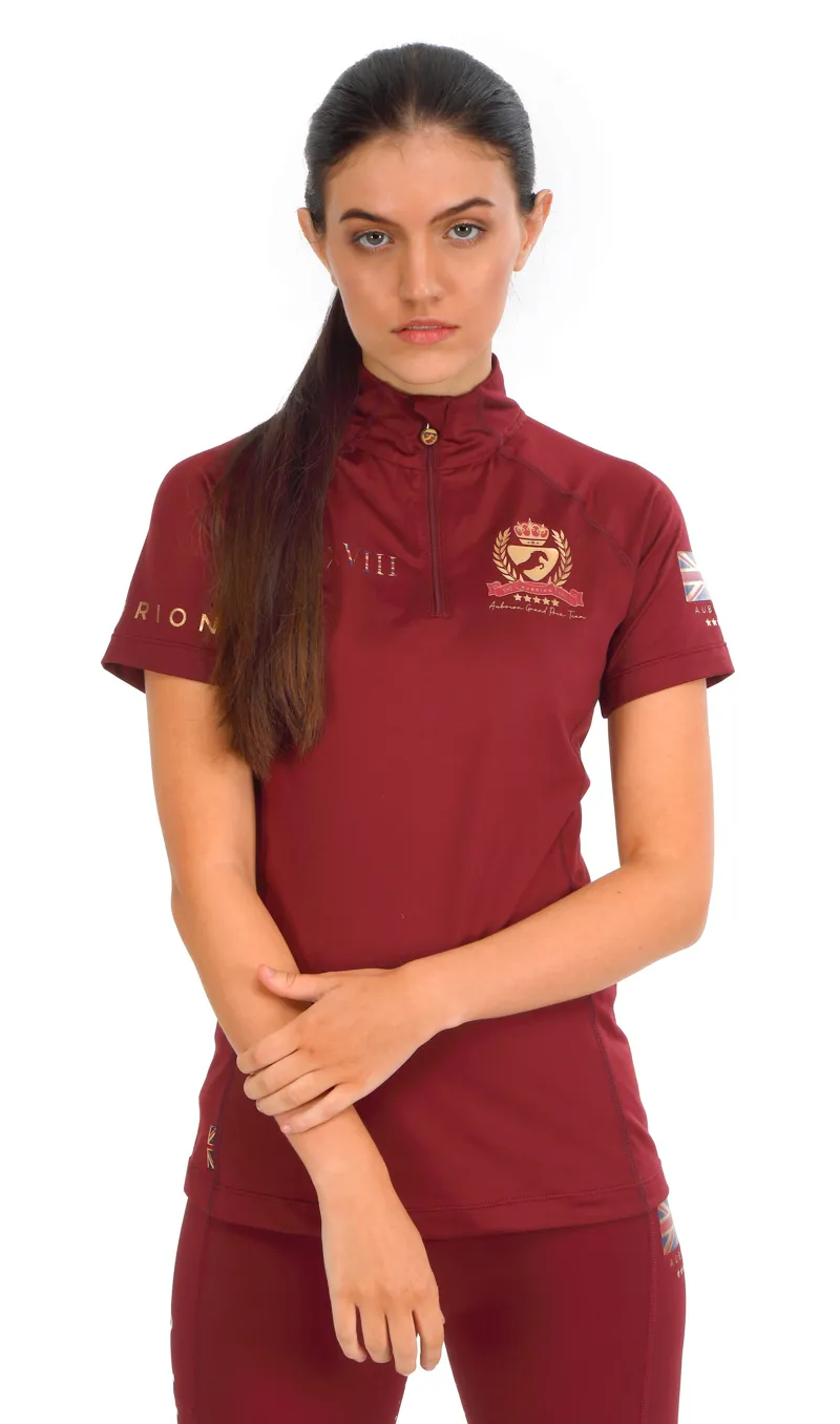 Shires Aubrion Team Ladies Short Sleeve Base Layer - Burgundy-3