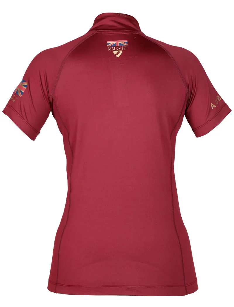 Shires Aubrion Team Ladies Short Sleeve Base Layer - Burgundy-2