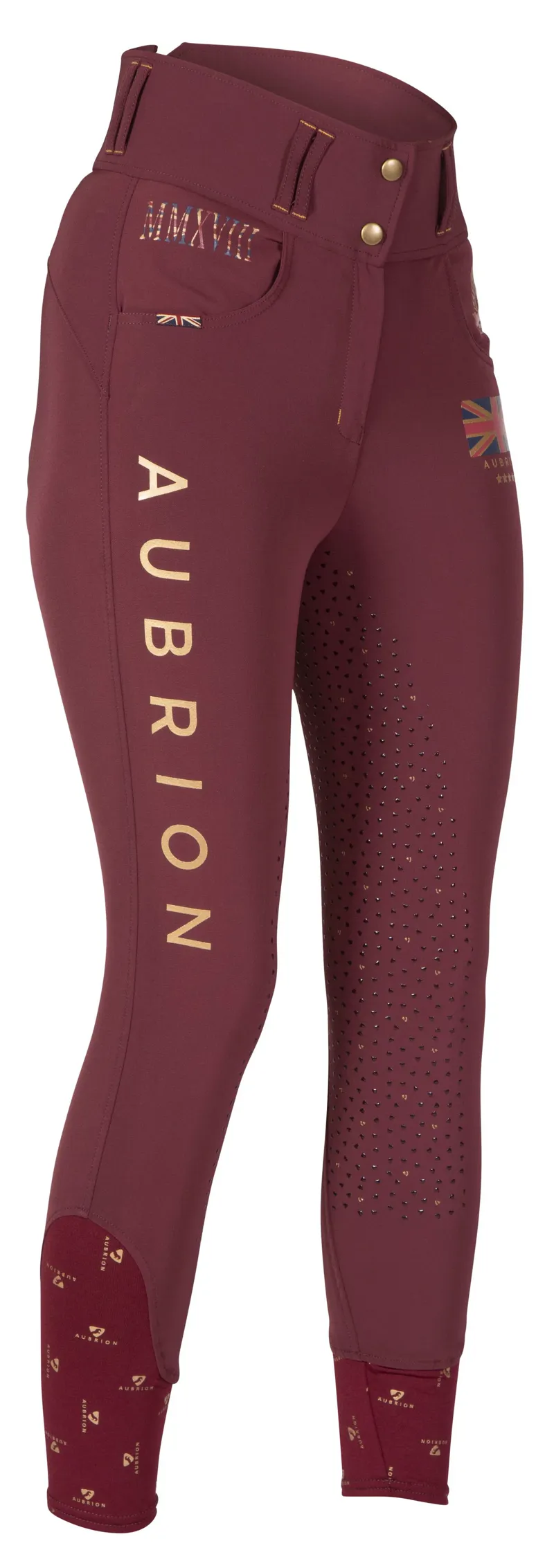 Shires Aubrion Team Breeches - Burgundy-1