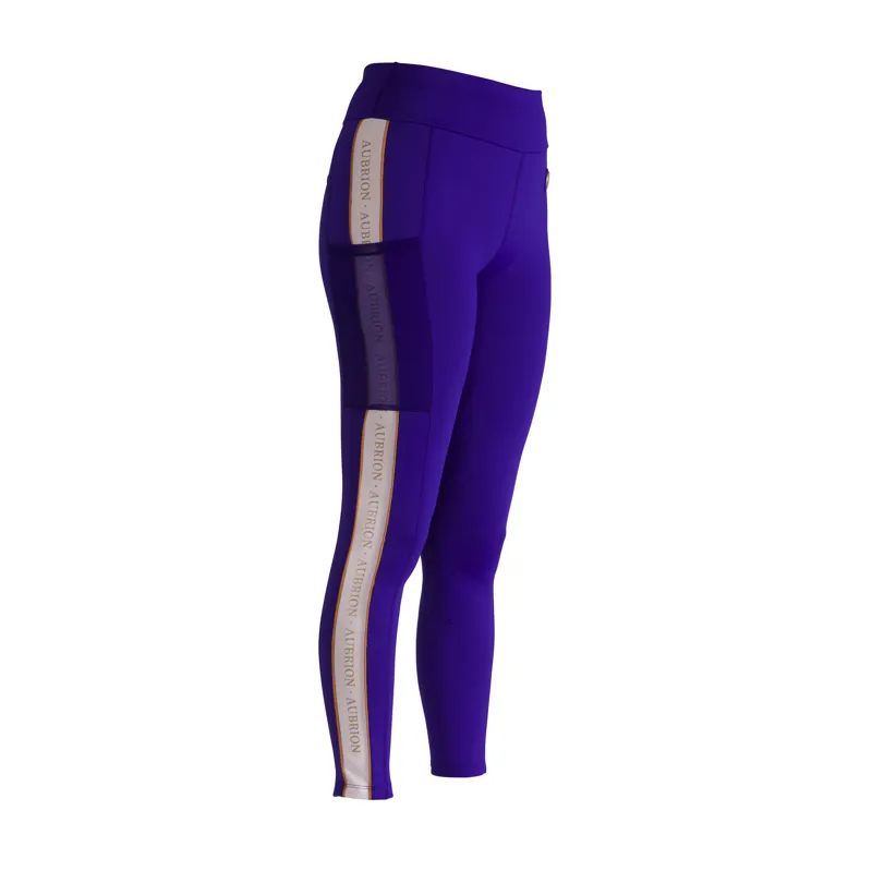 Shires Aubrion Team Shield Ladies Riding Tights - Blue-1