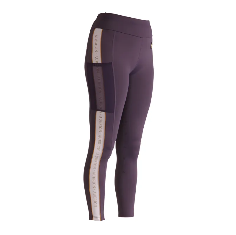 Shires Aubrion Team Shield Ladies Riding Tights - Grey-1