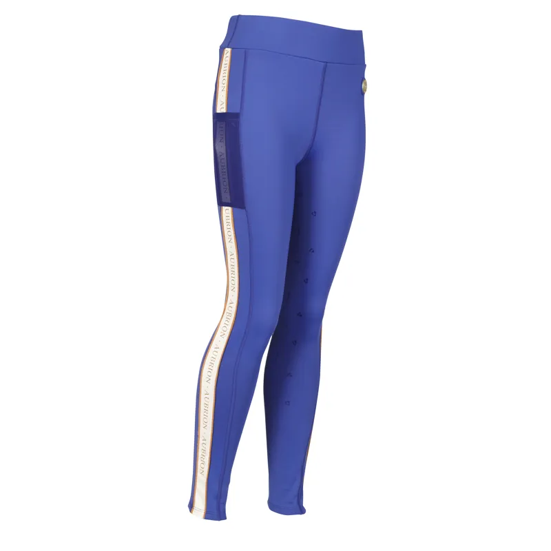 Shires Aubrion Team Shield Chilrens Riding Tights - Blue