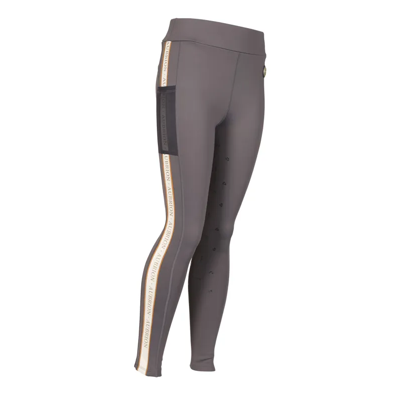 Shires Aubrion Team Shield Childrens Riding Tights - Grey