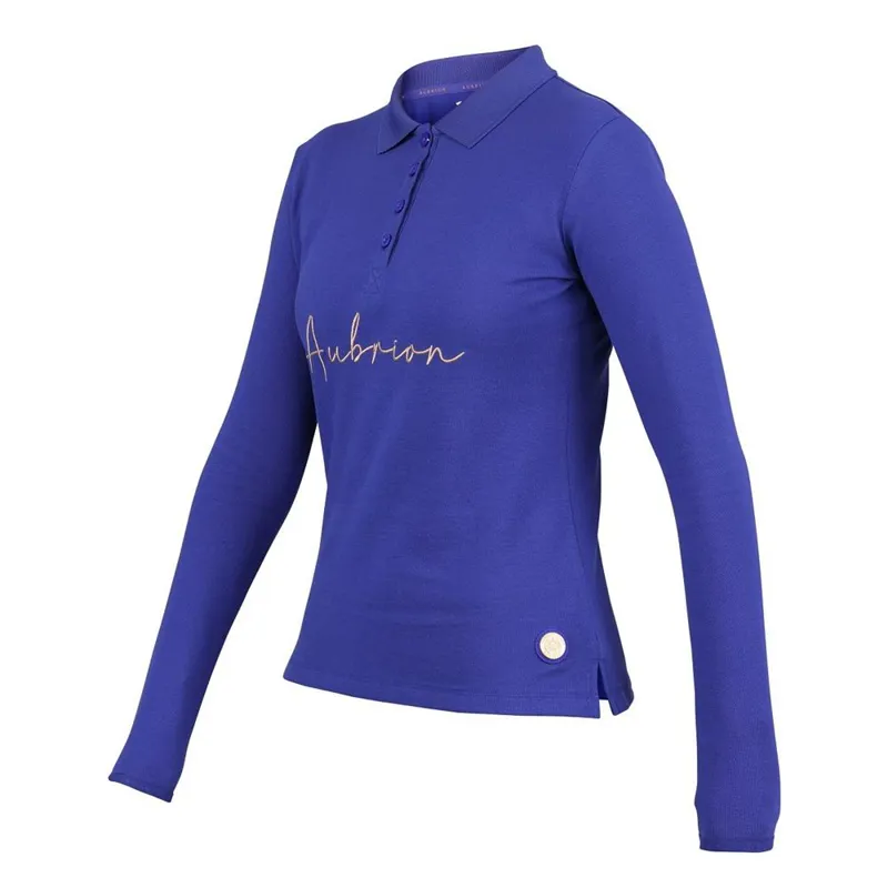 Shires Aubrion Team Long Sleeve Polo - Blue - Small - Unboxed-1