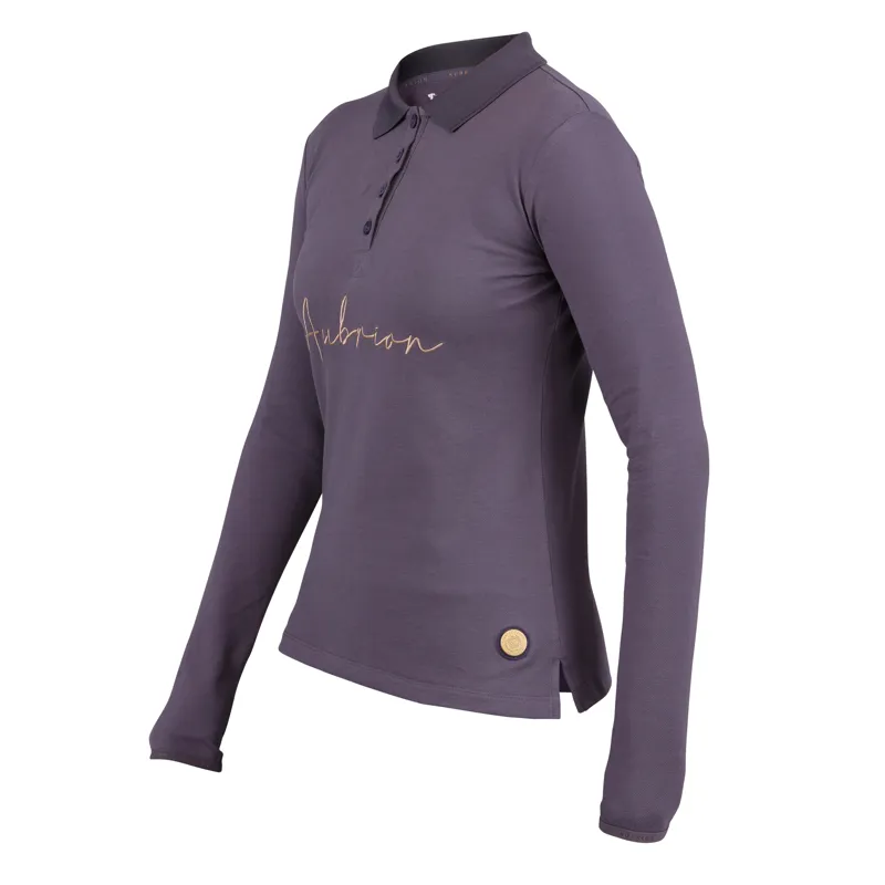 Shires Aubrion Team Long Sleeve Polo - Grey-1
