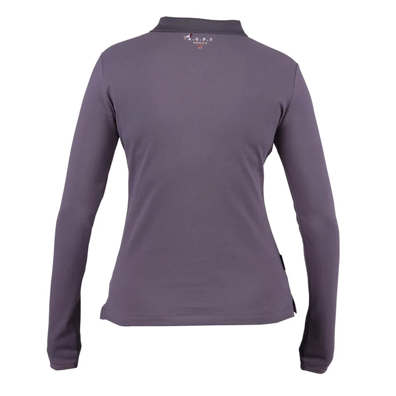 Shires Aubrion Team Long Sleeve Polo - Grey-2