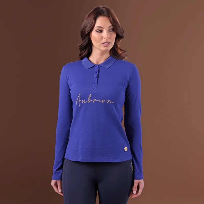Shires Aubrion Team Long Sleeve Polo - Blue-3