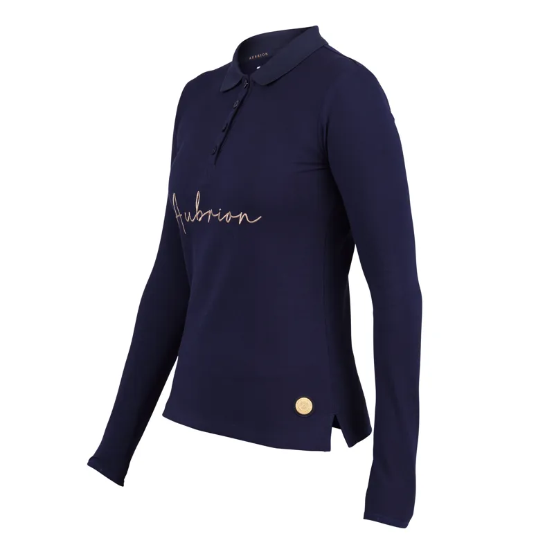 Shires Aubrion Team Long Sleeve Polo - Navy-1