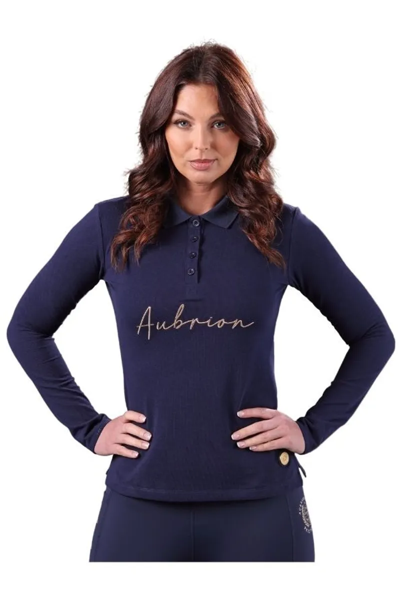 Shires Aubrion Team Long Sleeve Polo - Navy - Small - Unboxed-3