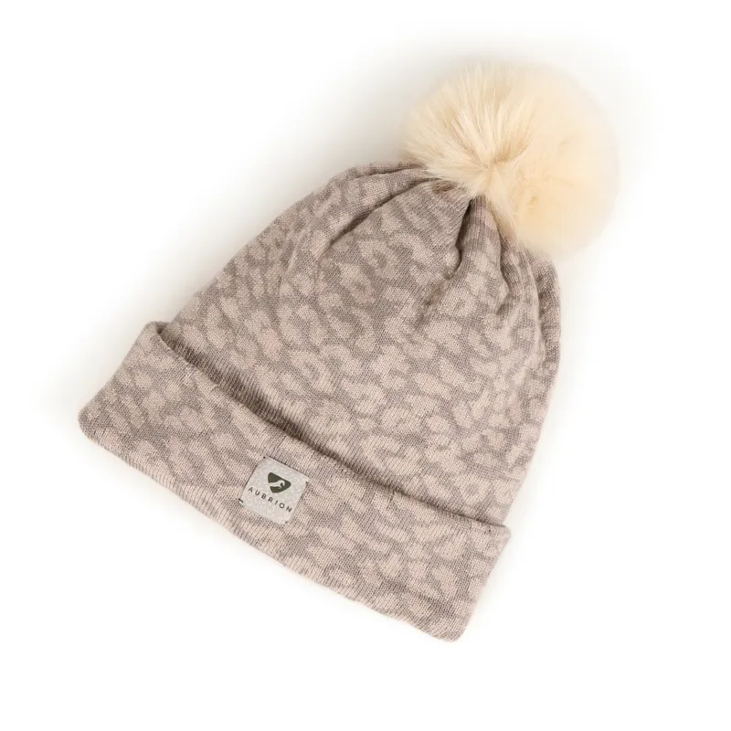 Shires Aubrion Fleece Lined Bobble Hat - Taupe
