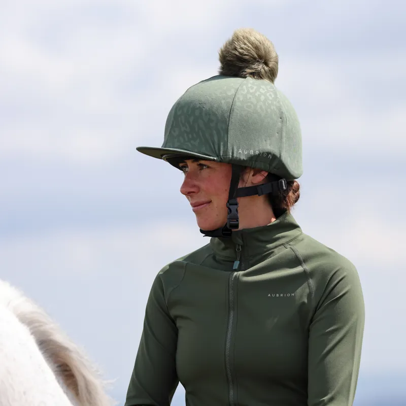 Shires Aubrion Leopard Print Hat Cover - Green-2