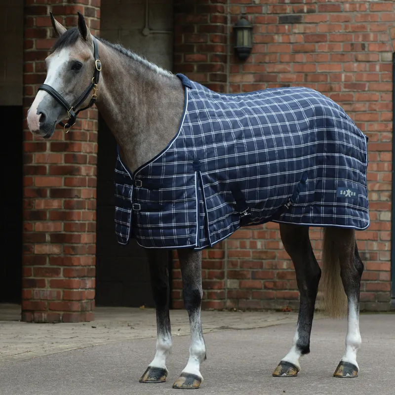 Saxon 1200D PP Stable Standard Neck 200g Rug - Navy Plaid
