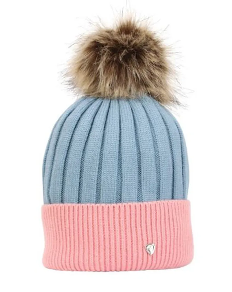 Hy Equestrian Synergy Luxury Bobble Hat - Aqua/Rose