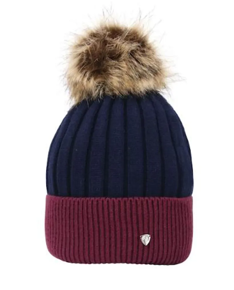 Hy Equestrian Synergy Luxury Bobble Hat - Navy/Fig