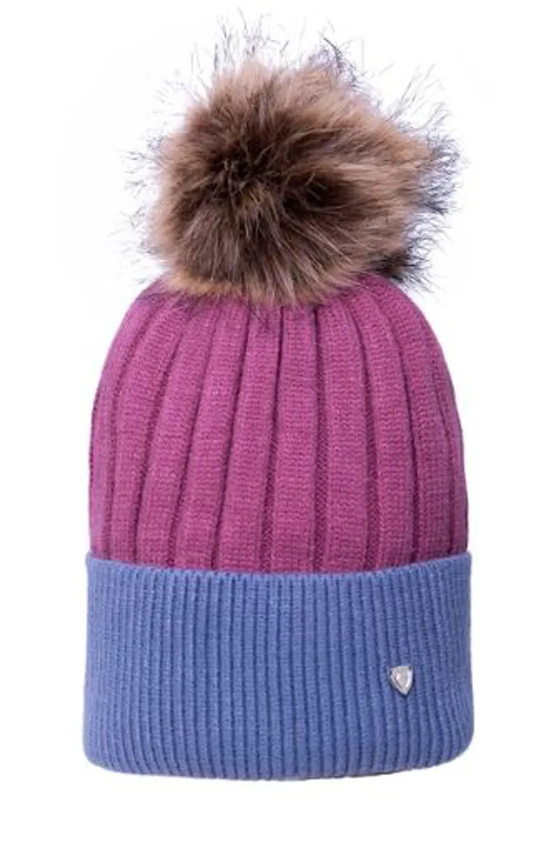 Hy Equestrian Synergy Luxury Bobble Hat - Grape/Riviera