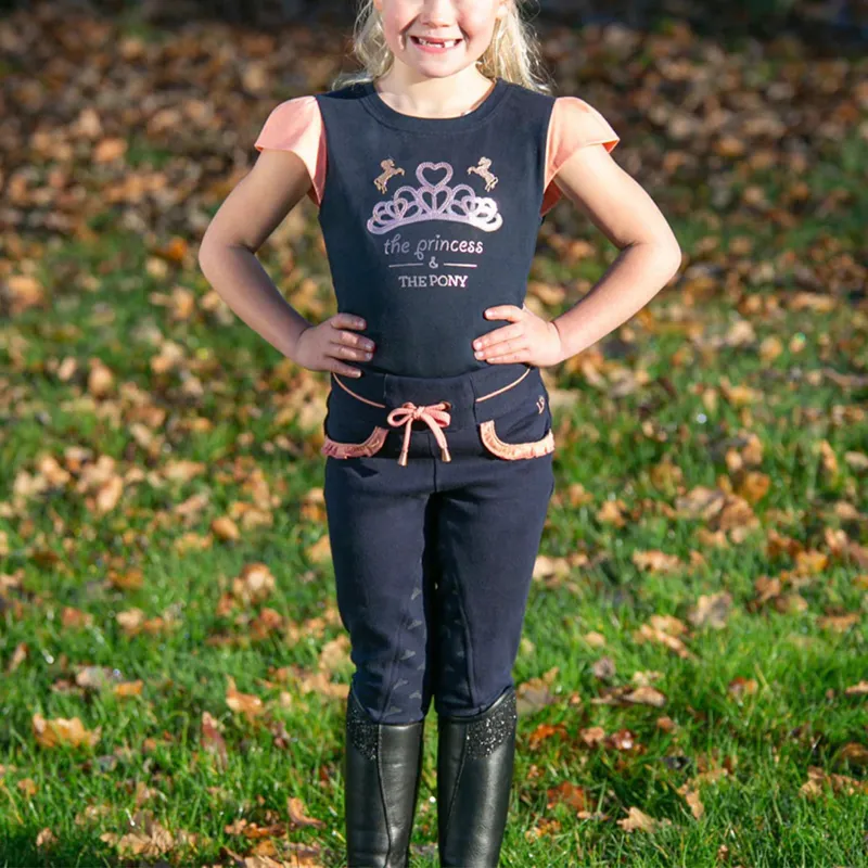 Hy Equestrian The Princess and The Pony T-Shirt by Little Rider - Navy/Peach-2