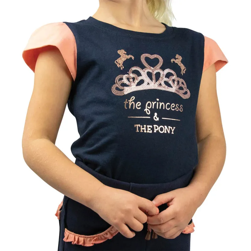 Hy Equestrian The Princess and The Pony T-Shirt by Little Rider - Navy/Peach