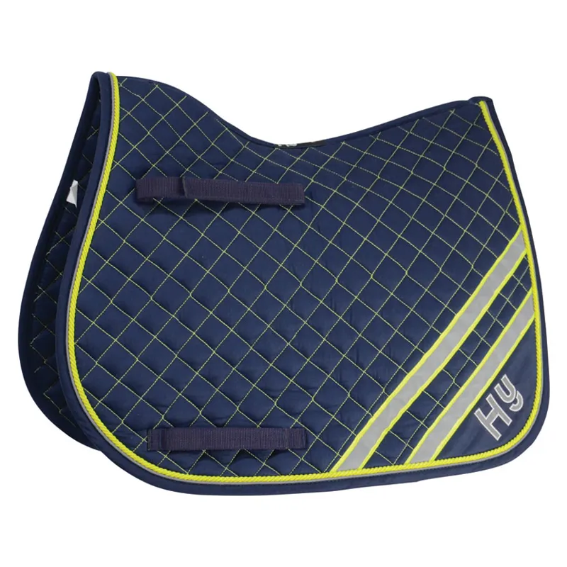 Hy Equestrian Reflector Saddle Pad - Blue/Yellow/Silver