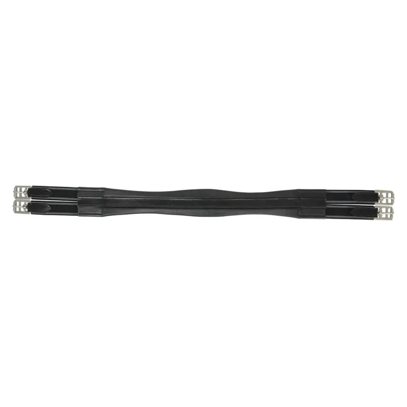 Hy Equestrian Elasticated Padded Leather Atherstone Girth - Black-1