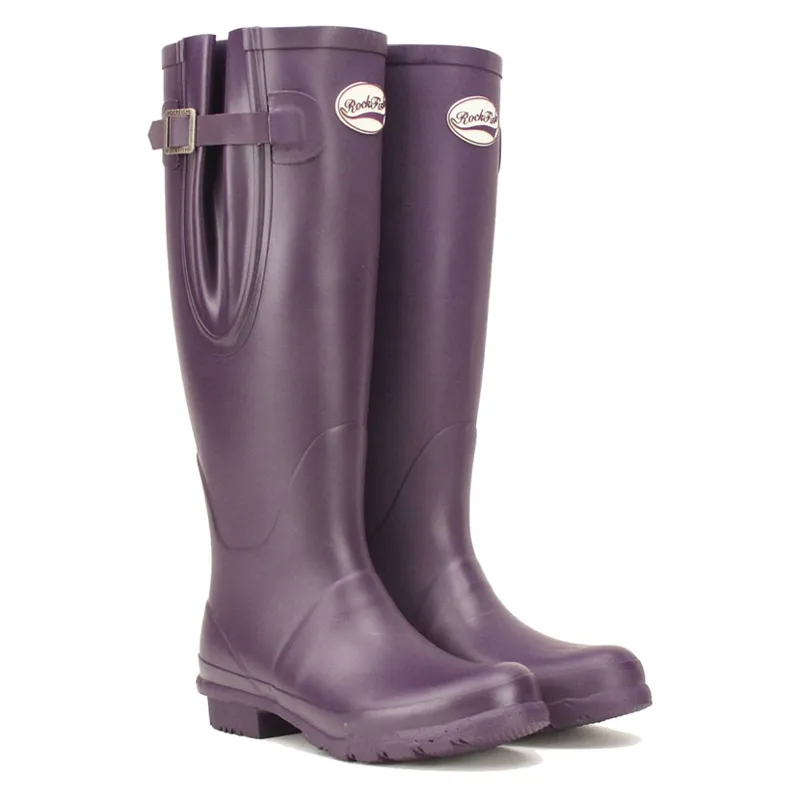 Rockfish Women's Tall Adjustable Matt Wellington Boots - Purple Grape