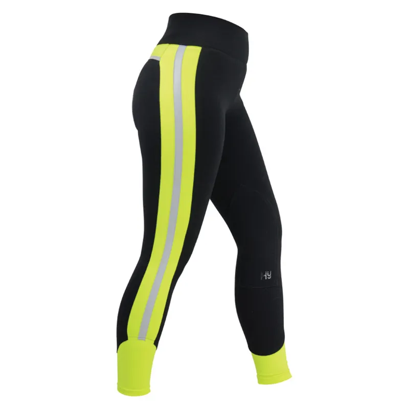 Hy Equestrian Reflector Ladies Breeches - Yellow/Black-1