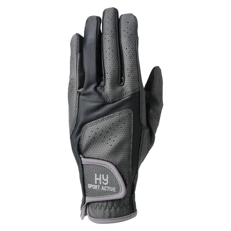 Hy Sport Active Riding Gloves - Black/Pencil Point Grey