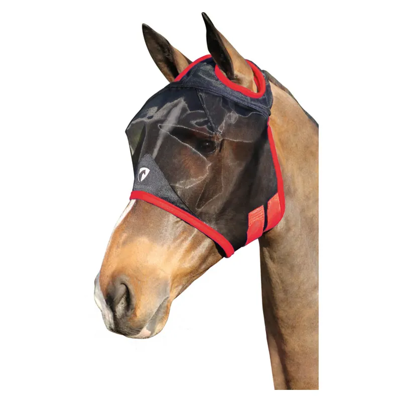 Hy Equestrian Mesh Half Mask Without Ears - Black/Red