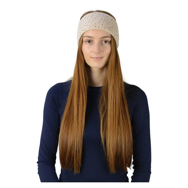Hy Equestrian Alaska Diamante Headband - Beige/Gold