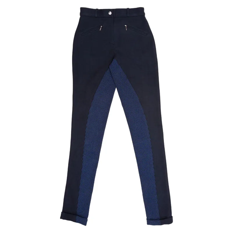 Hy Equestrian Raised Polka Dot Children's Jodhpurs - Navy