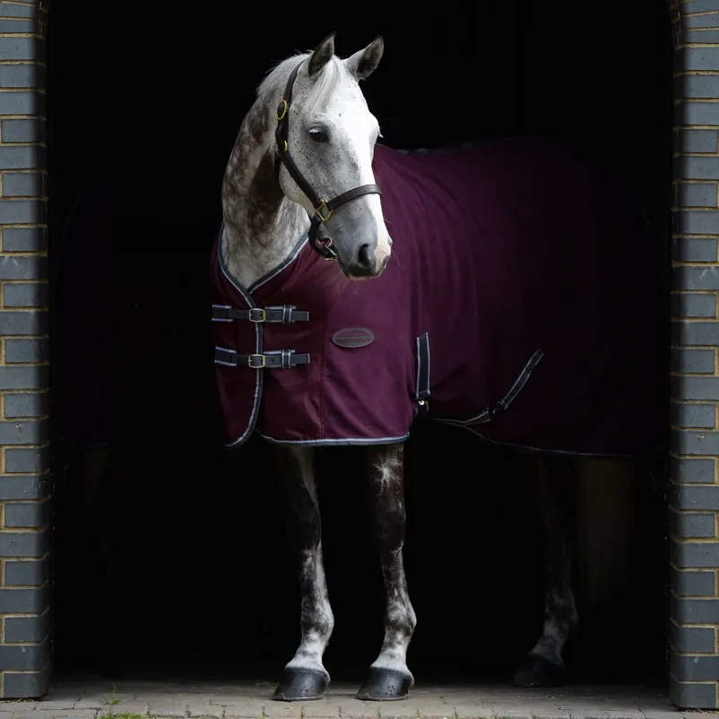 WeatherBeeta Fleece Cooler Standard Neck Rug - Maroon/Grey/White-1