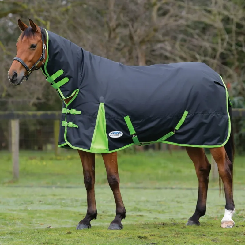 WeatherBeeta ComFiTec Classic 300g Combo Neck Turnout Rug - Black/Lime
