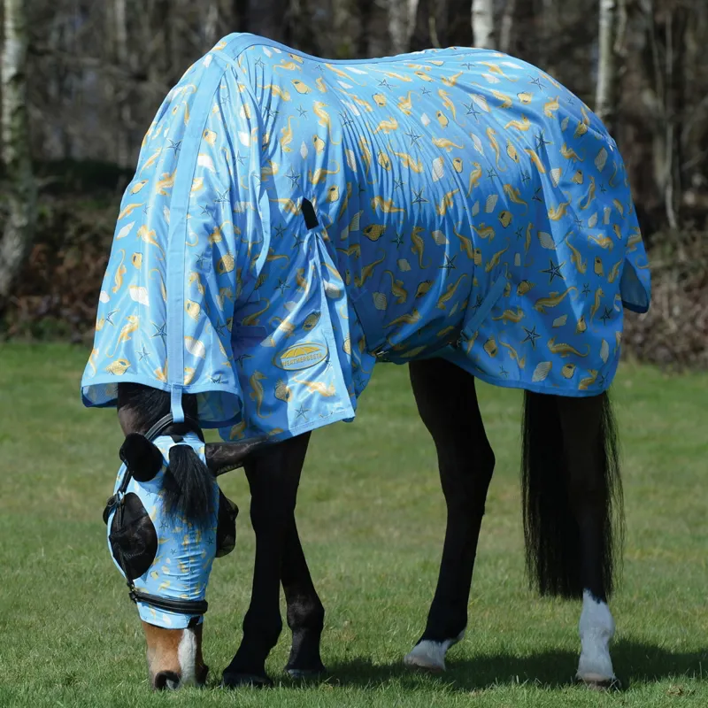 WeatherBeeta ComFiTec Essential Mesh II Combo Neck Fly Rug - Seahorse Print-2