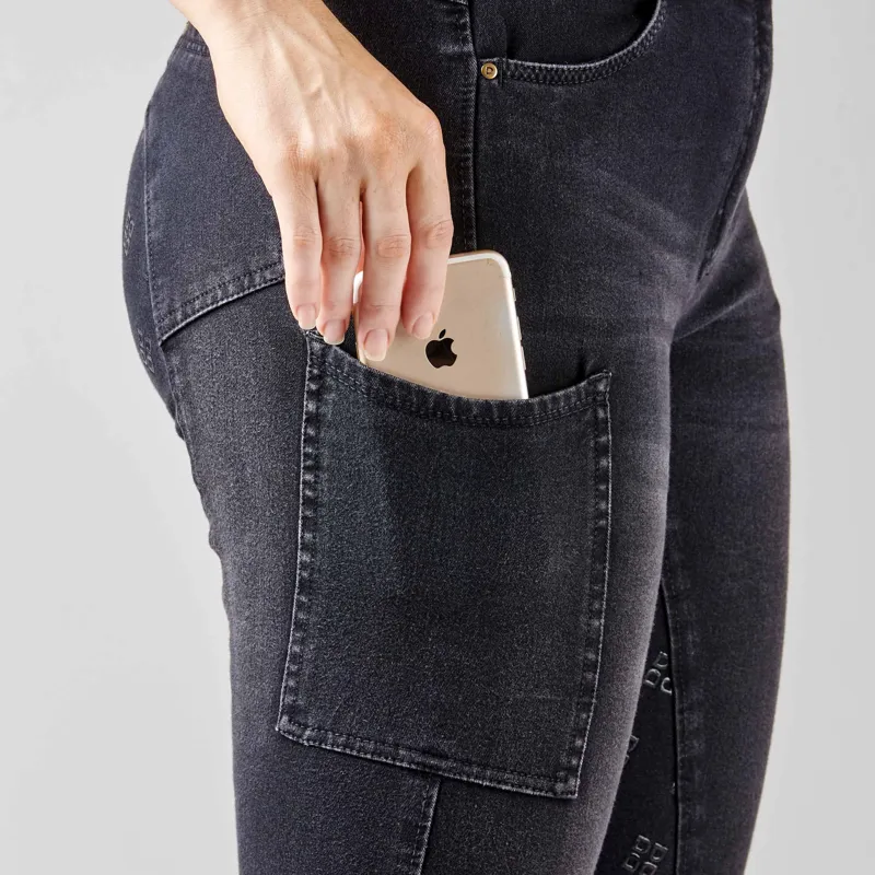 Dublin Shona Full Grip Silicone Print Denim Breeches - Ash-2