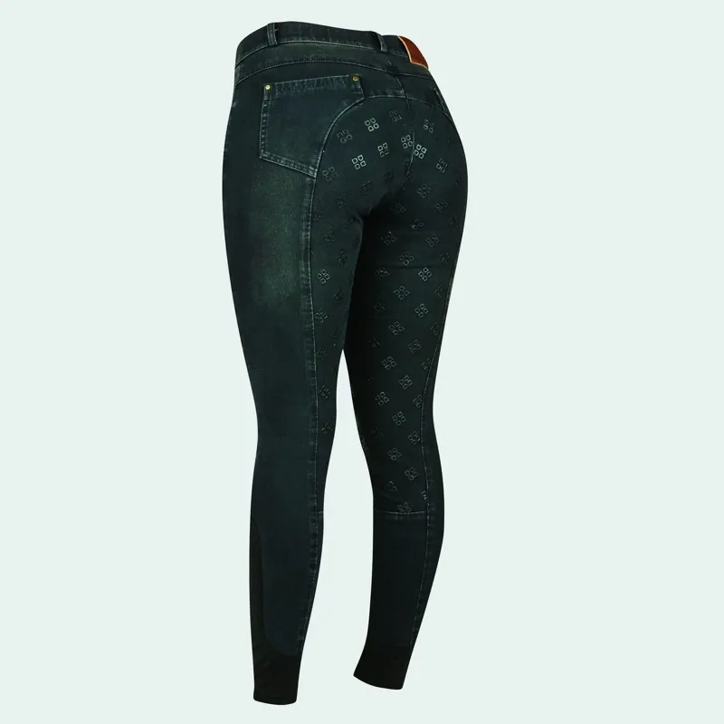 Dublin Shona Full Grip Silicone Print Denim Breeches - Ash-1
