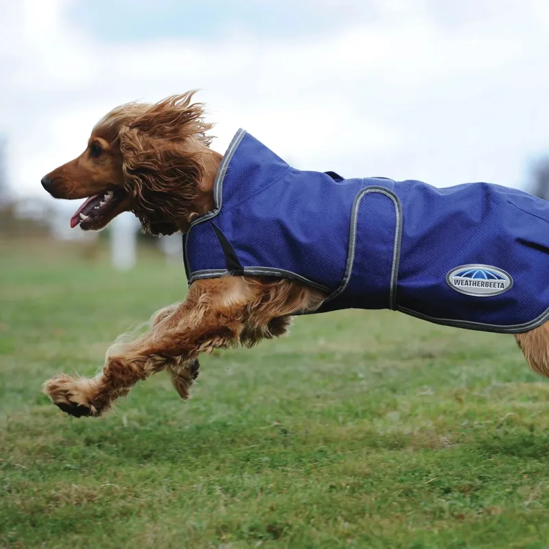 WeatherBeeta ComFiTec Premier Free Parka Deluxe Dog Coat - Dark Blue/Grey/White-2