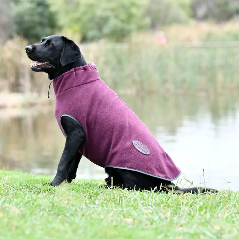 Weatherbeeta Comfitec Fleece Zip Dog Coat - Maroon/Grey-1