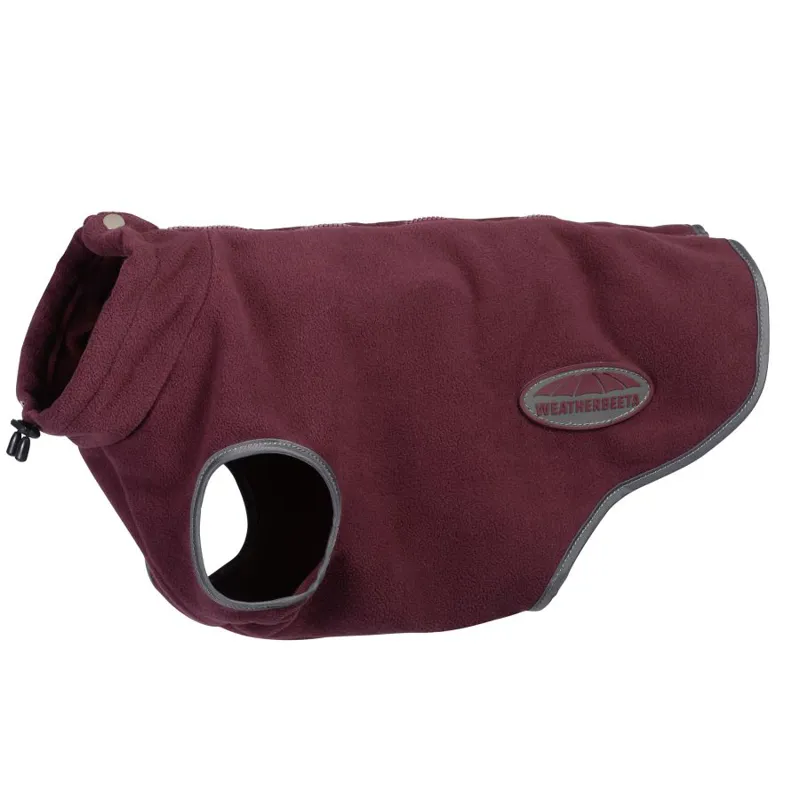 Weatherbeeta Comfitec Fleece Zip Dog Coat - Maroon/Grey-3