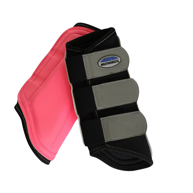 Weatherbeeta Reflective Single Lock Brushing Boots - Pink/Silver-1