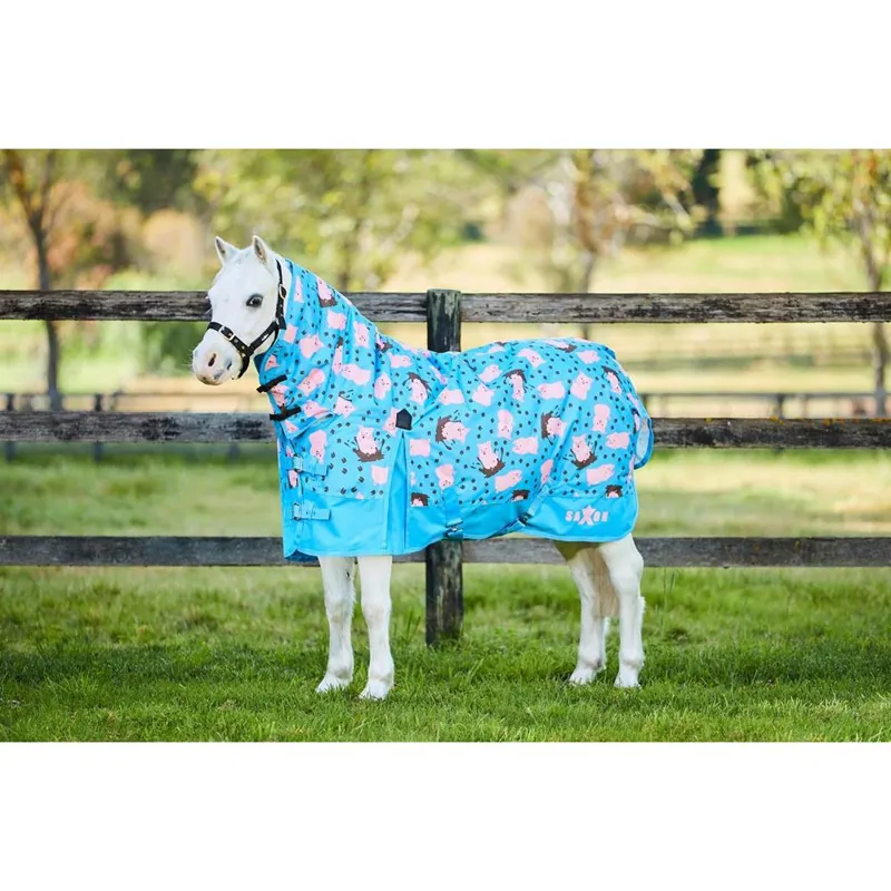 Saxon 600d Pony Combo Neck Medium Turnout Rug - Pig Print