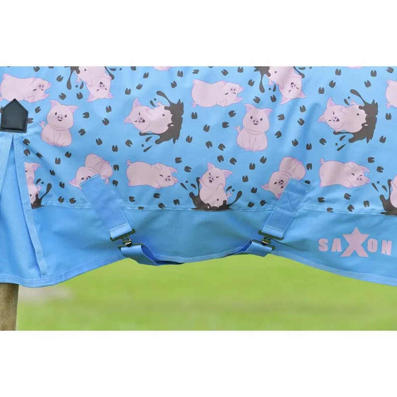 Saxon 600d Pony Combo Neck Medium Turnout Rug - Pig Print-3