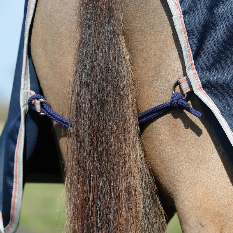 Weatherbeeta Essential Fleece Lined Quarter Sheet - Navy/Silver/Red-3