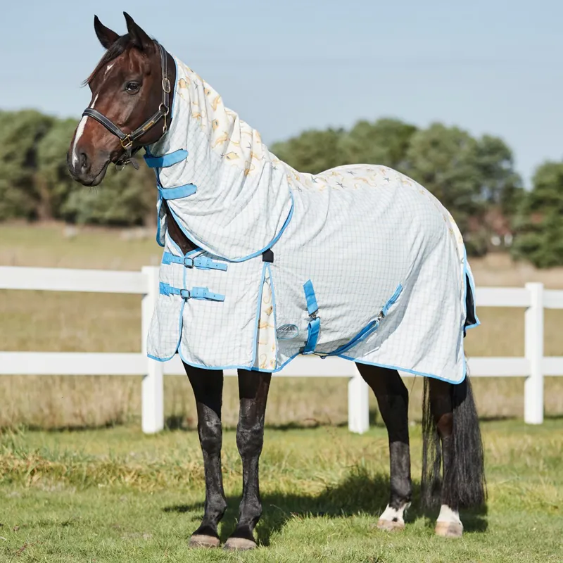 WeatherBeeta Summer Sheet Lite IV Combo Neck Fly Rug - Seahorse Print