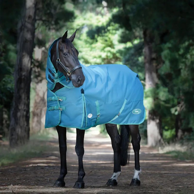 WeatherBeeta Green-Tec 1200D 360g Detach A Neck Turnout Rug - Dragonfly Blue-1