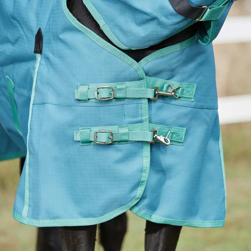 WeatherBeeta Green-Tec 1200D 50g Detach A Neck Turnout Rug - Dragonfly Blue-2