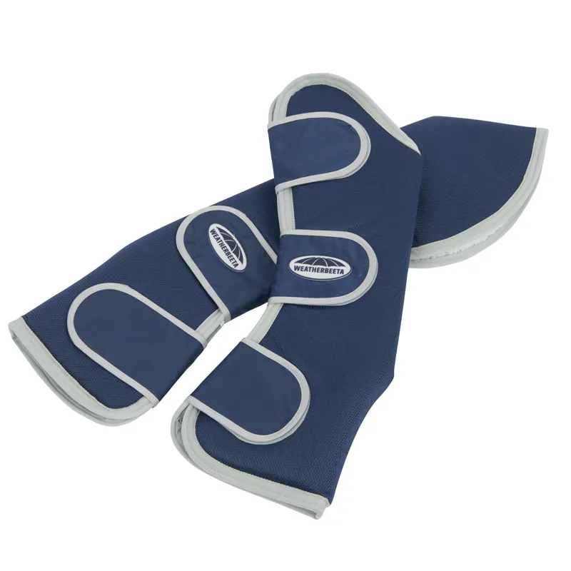 Weatherbeeta Wide Tab Long Travel Boots - Navy/Silver-1