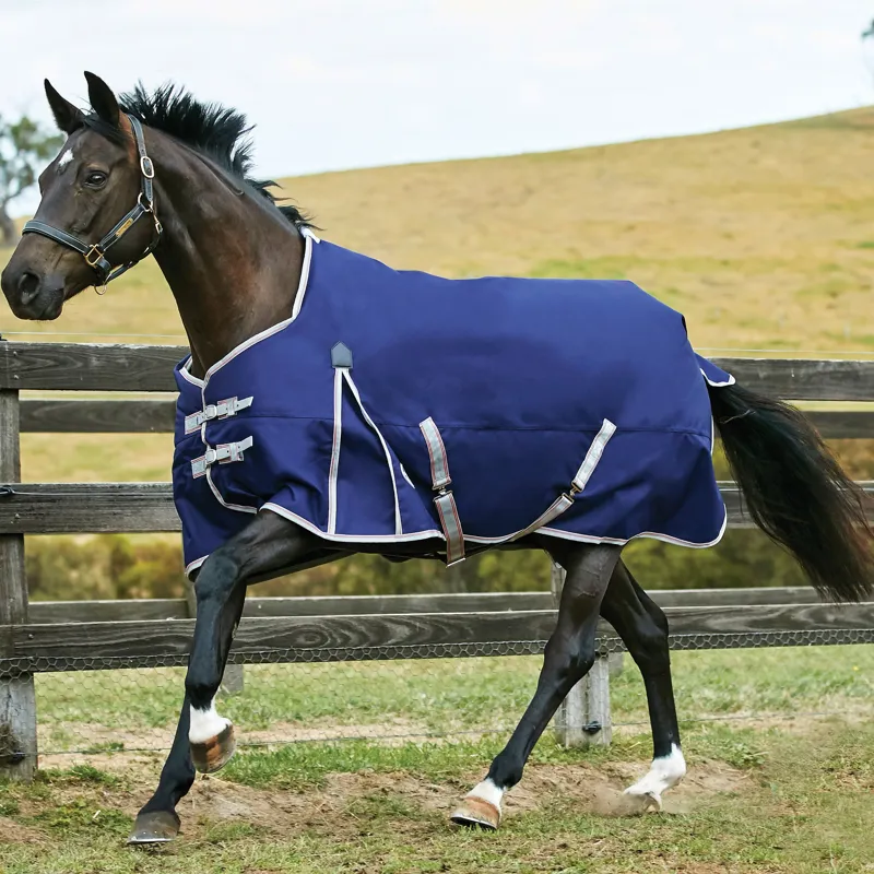 WeatherBeeta ComFiTec Essential Standard Neck 220g Turnout Rug - Navy/Silver-1