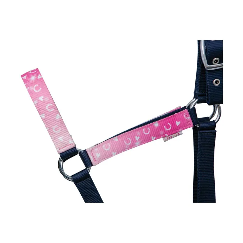 Hy Equestrian Pony Fantasy Head Collar and Lead Rope Set - Navy/Pink-1