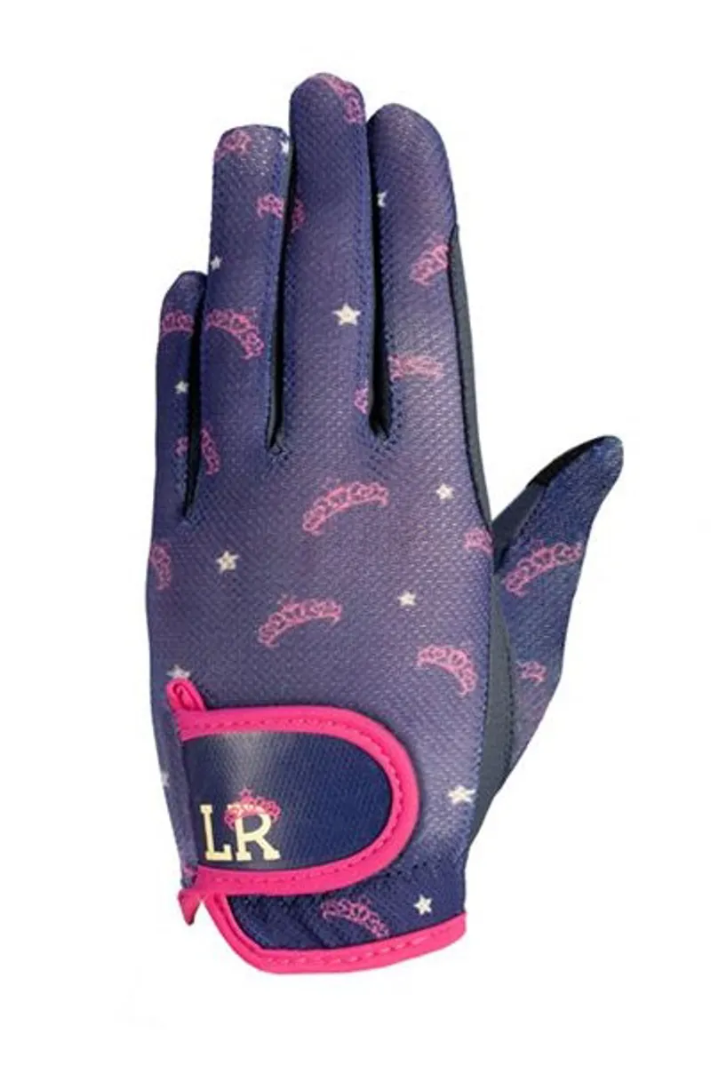 Hy Equestrian Sabina Children's Mesh Riding Gloves by Little Rider - Navy/Pink