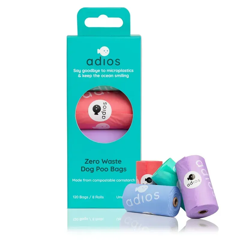 Adios Non Handle Poo Bags - Rainbow - 8 Rolls 120 Bags