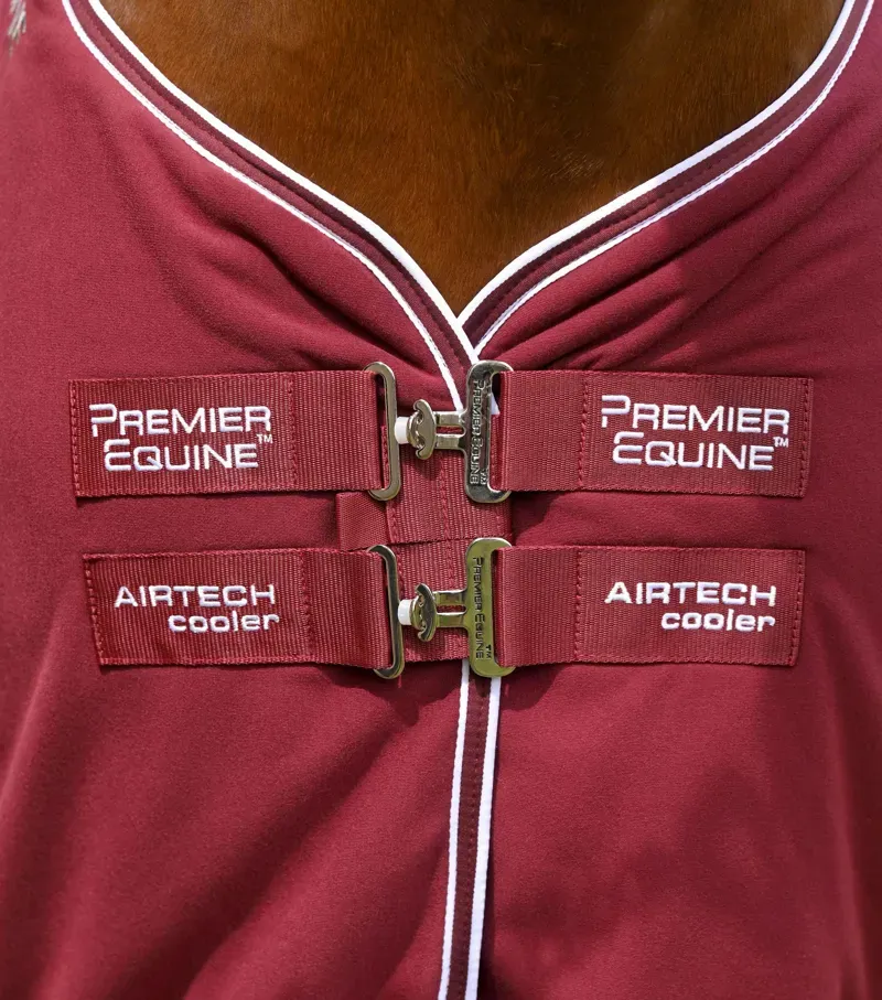 Premier Equine Airtech Horse Cooler Rug - Burgundy-1